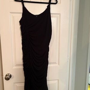 torrid Black Ruched Midi Dress with Adjustable Straps